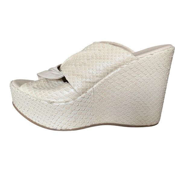 Matisse Cavalli Tan Leather Wedge Platform Slide Heel size 9 - Picture 5 of 11